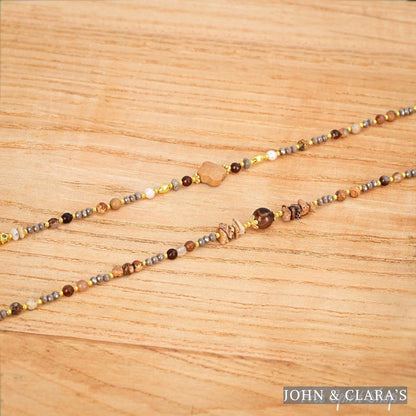 4-in-1 Natural Picture Jasper Clover Beaded Chain