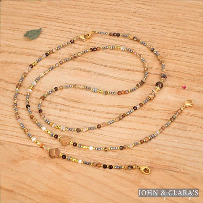 4-in-1 Natural Picture Jasper Clover Beaded Chain
