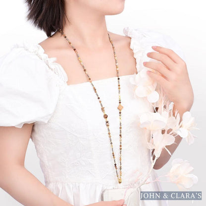 4-in-1 Natural Picture Jasper Clover Beaded Chain