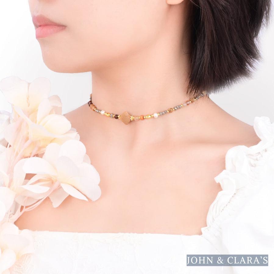 4-in-1 Natural Picture Jasper Clover Beaded Chain