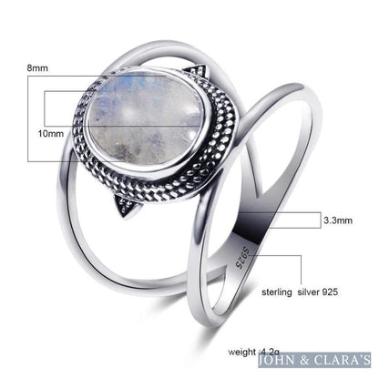 Natural Moonstone Round Boho Ring