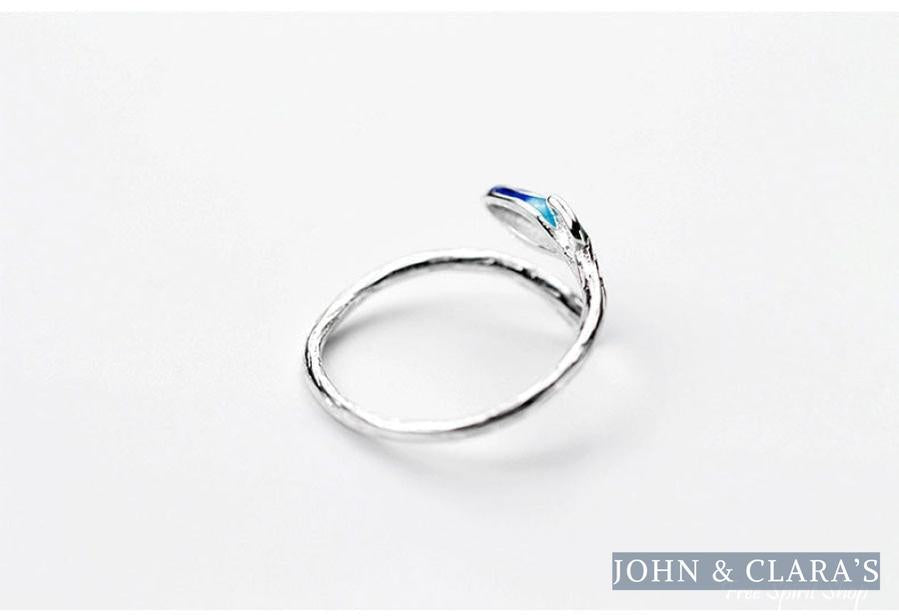 Leaf & Blue Flower Ring