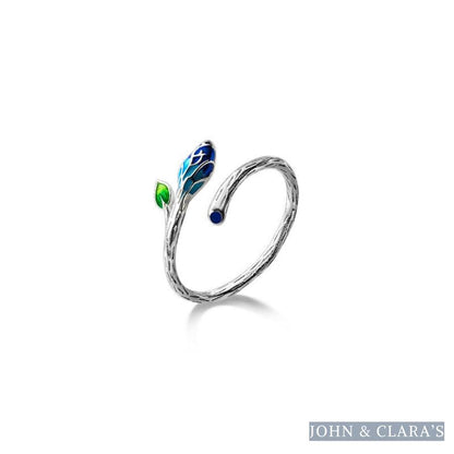 Leaf & Blue Flower Ring