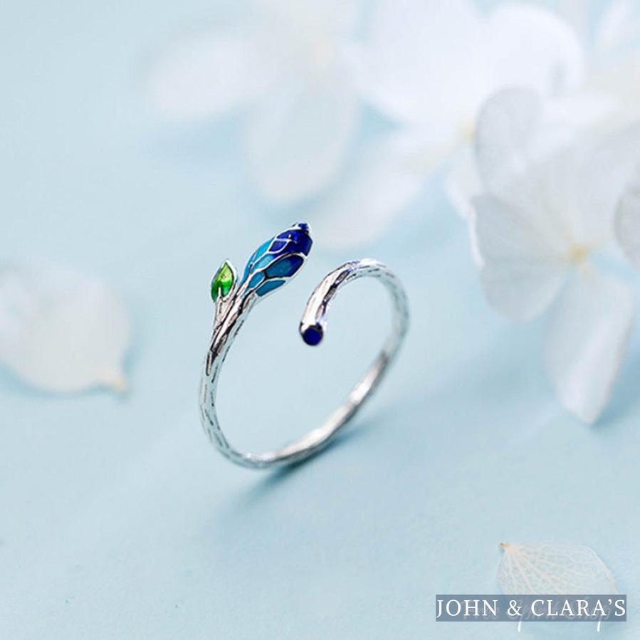 Leaf & Blue Flower Ring