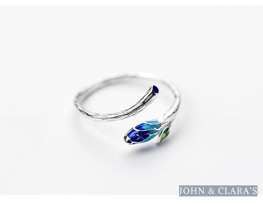 Leaf & Blue Flower Ring