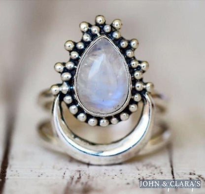 Natural Moonstone Boho Ring