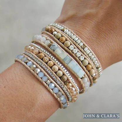 Natural Amazonite & Jasper Stone Wrap Bracelet