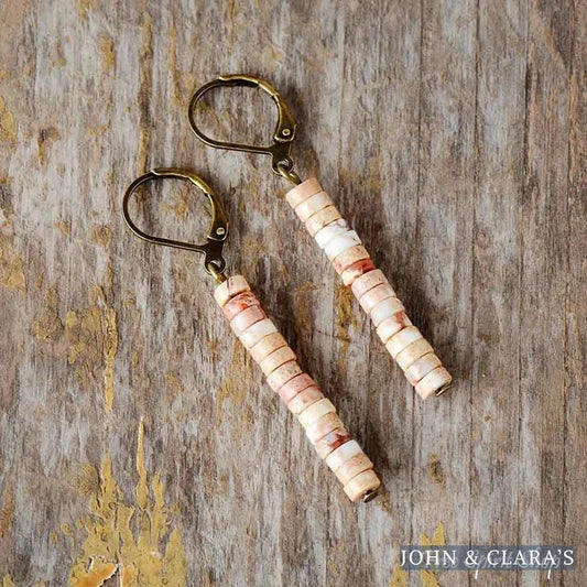Natural Jasper Stone Tube Earrings