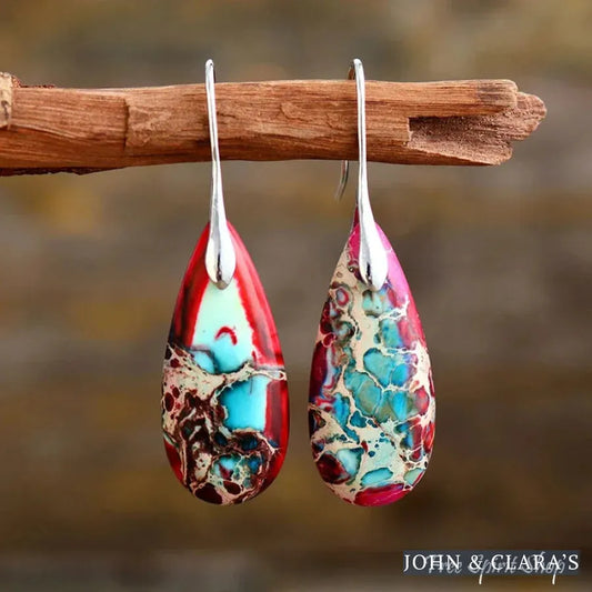 Red & Turquoise Imperial Jasper Drop Earrings