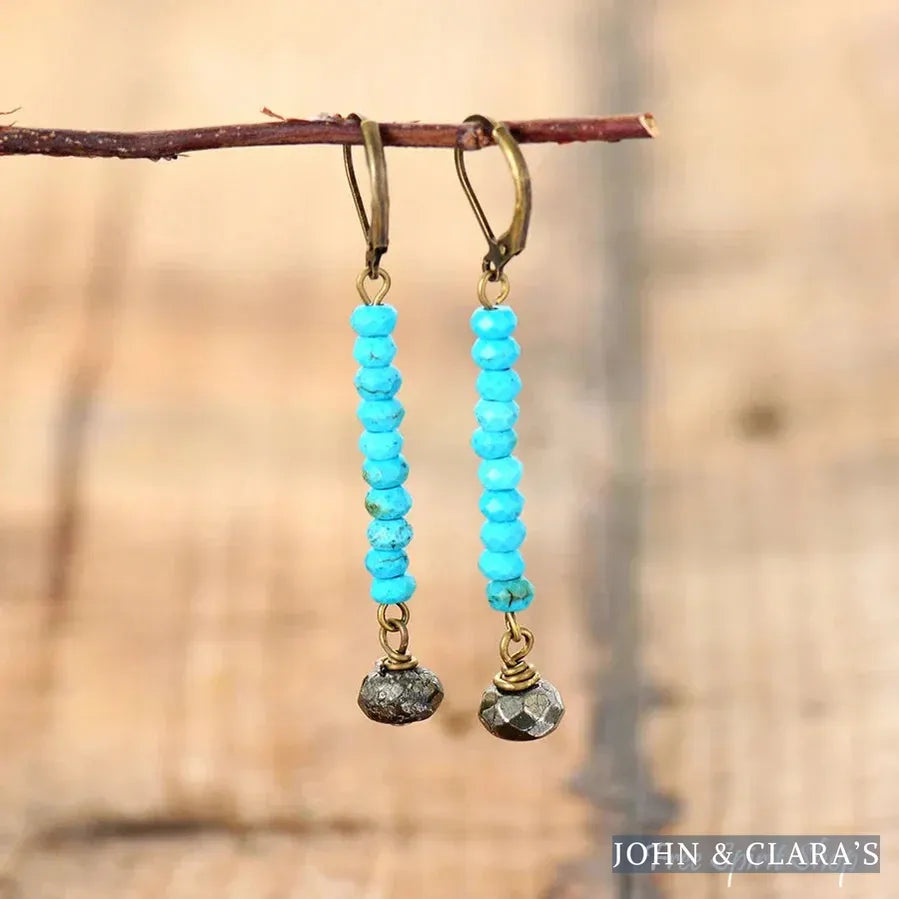 Natural Pyrite & Labradorite Drop Earrings