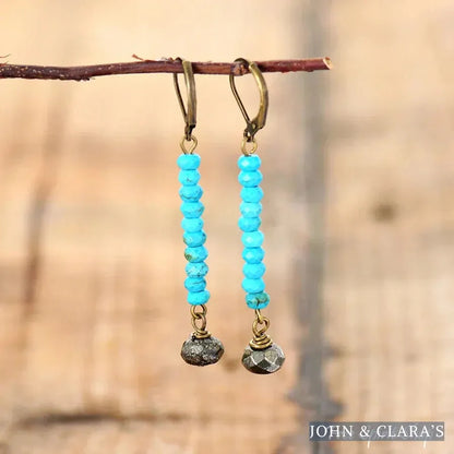 Natural Pyrite & Labradorite Drop Earrings