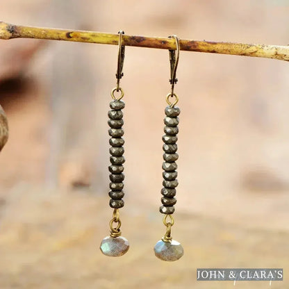 Natural Pyrite & Labradorite Drop Earrings