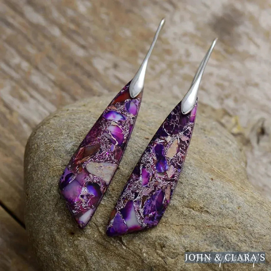 Vibrant Purple Jasper Drop Earrings