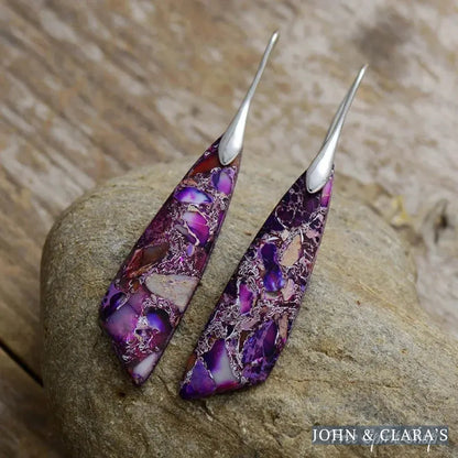 Vibrant Purple Jasper Drop Earrings