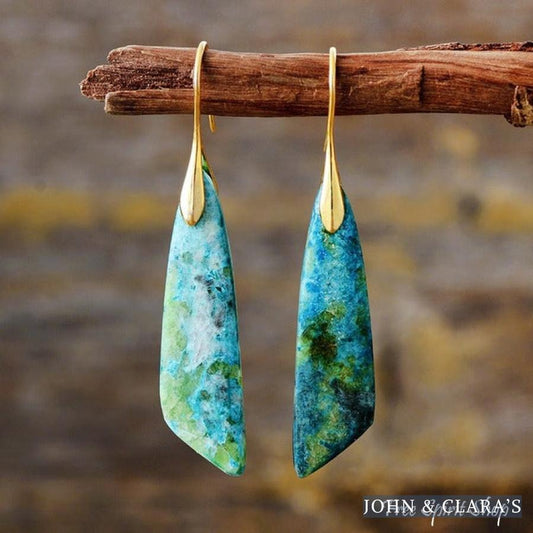 Natural Green Turquoise Jasper Earrings