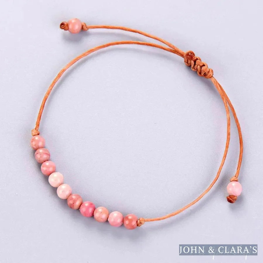 Handmade Natural Rhodonite Stone Adjustable Bracelet