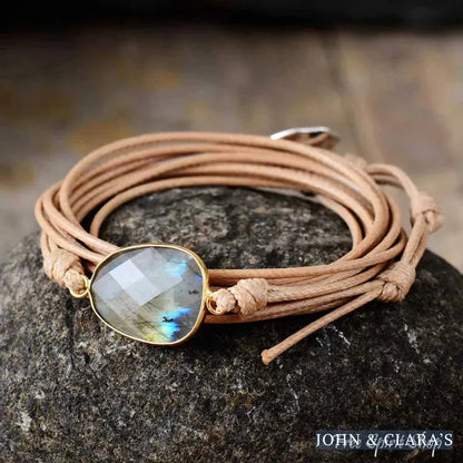 Handmade Natural Labradorite Gemstone Wrap Bracelet
