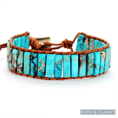 Handmade Turquoise Jasper Stone Tube Bracelet