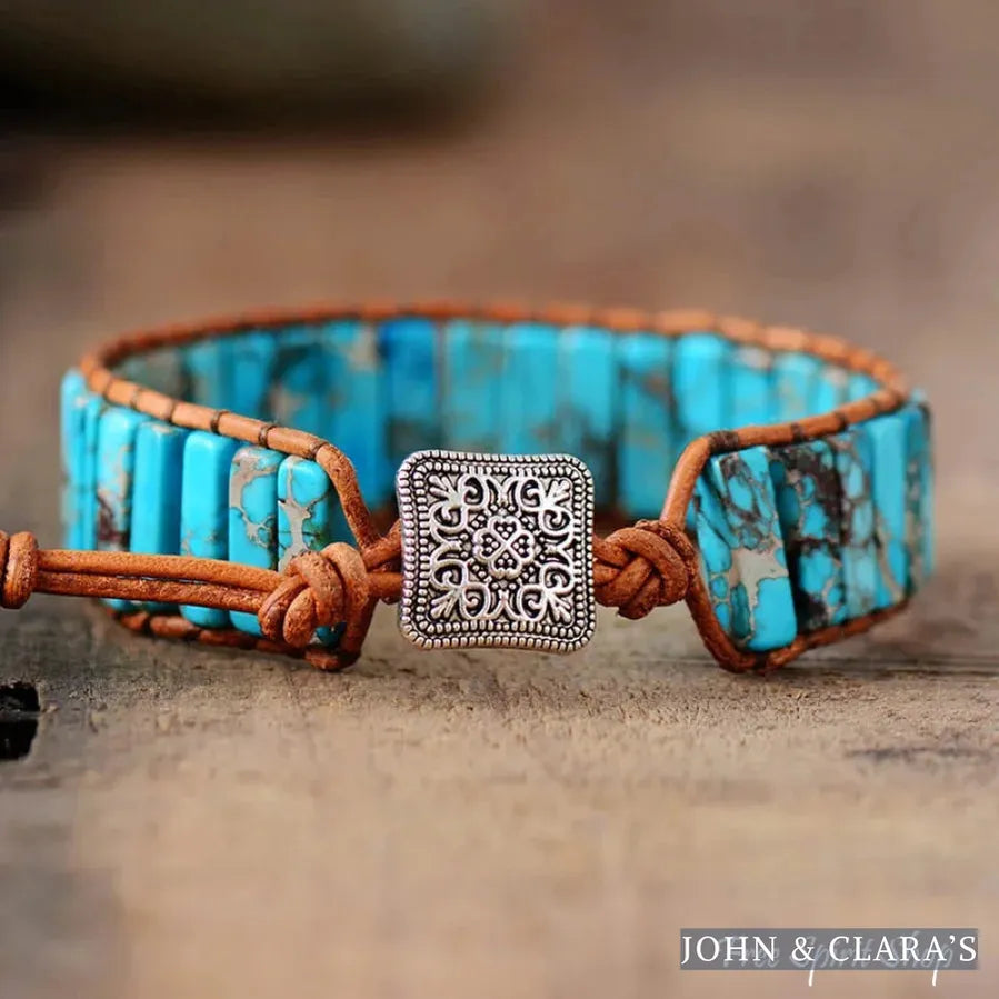 Handmade Turquoise Jasper Stone Tube Bracelet