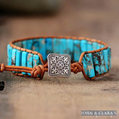 Handmade Turquoise Jasper Stone Tube Bracelet