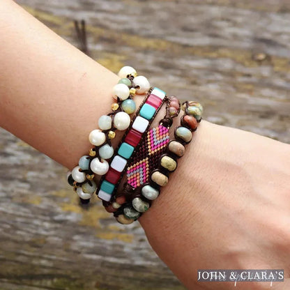 Natural Freshwater Pearl & Amazonite Wrap Bracelet