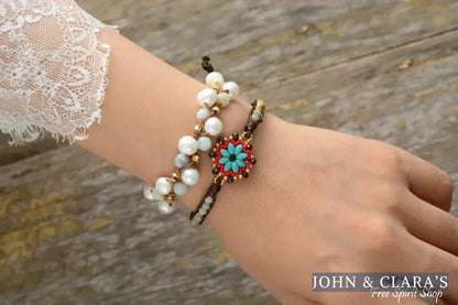 Natural Freshwater Pearl & Amazonite Wrap Bracelet