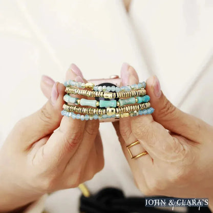 Ocean Blue & Seed Bead Stretchable Apple Watch Band