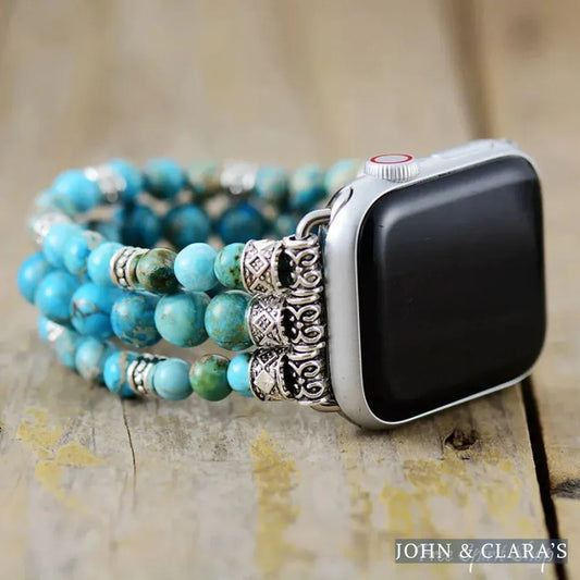 Handmade Turquoise Jasper Bead Elastic Apple Watch Band