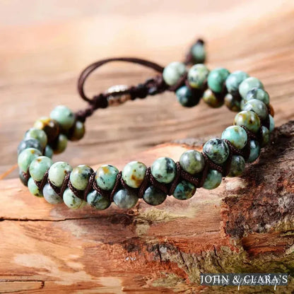 Handmade Natural African Turquoise Braided Bead Bracelet