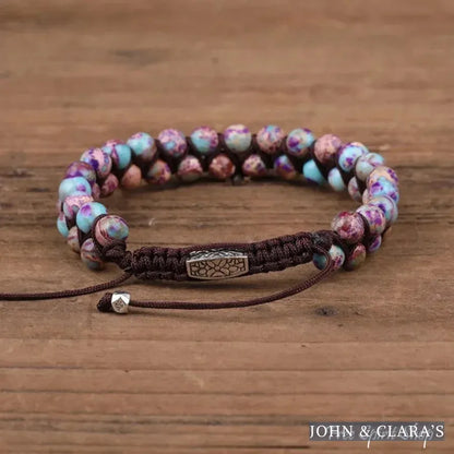 Handmade Purple Jasper Braided Adjustable Bracelet