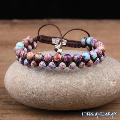 Handmade Purple Jasper Braided Adjustable Bracelet