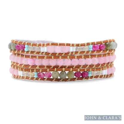 Natural Rose Quartz & Labradorite Wrap Bracelet