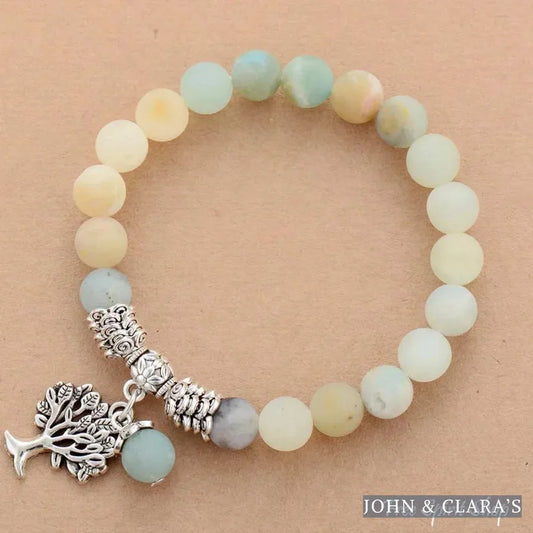 Natural Amazonite Tree Of Life Bead Bracelet