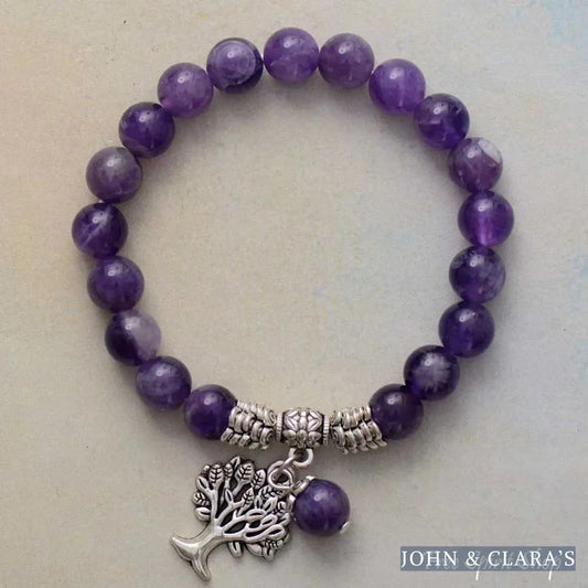 Natural Amethyst Tree of Life Bead Bracelet