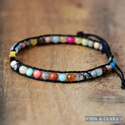 Natural Stone Mix & Heart Charm Bracelet