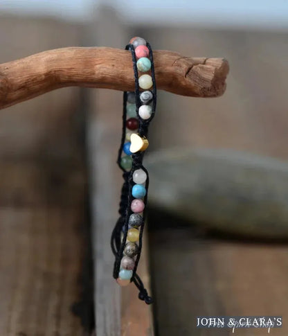 Natural Stone Mix & Heart Charm Bracelet