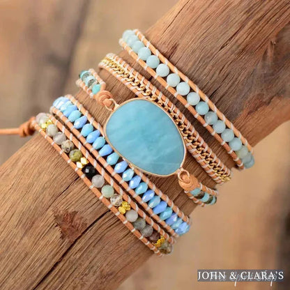 Natural Amazonite & Chain Bead Wrap Bracelet