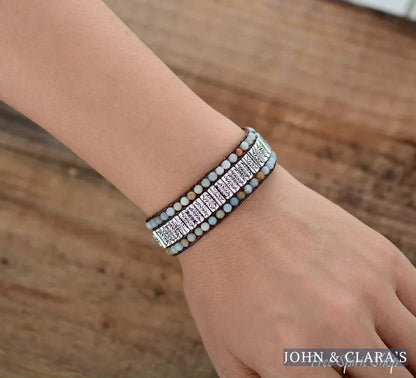 Natural Amazonite & Tibetan Metal Bead Wrap Bracelet