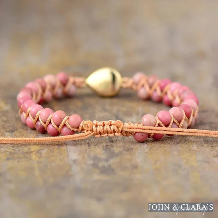 Natural Rhodonite & Opal Bead Bracelet