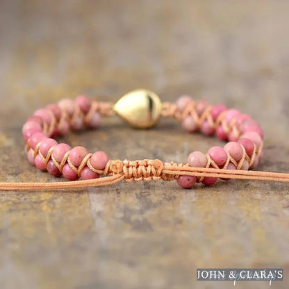 Natural Rhodonite & Opal Bead Bracelet