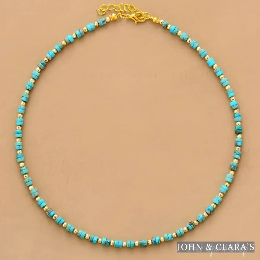 Natural Turquoise Bead Choker Necklace
