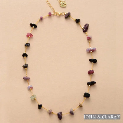 Natural Tourmaline Gemstone With Chain Necklace
