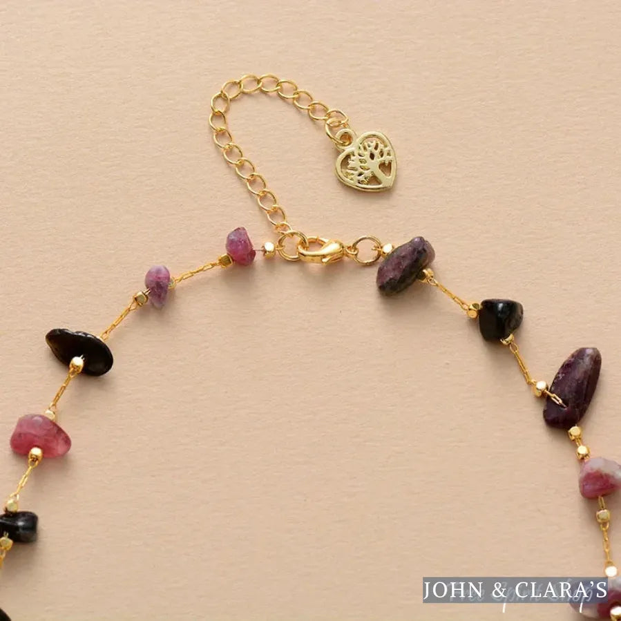 Natural Tourmaline Gemstone With Chain Necklace