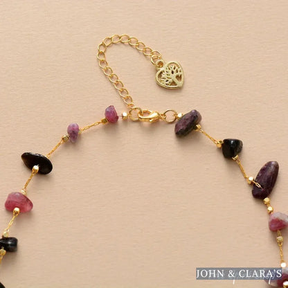 Natural Tourmaline Gemstone With Chain Necklace