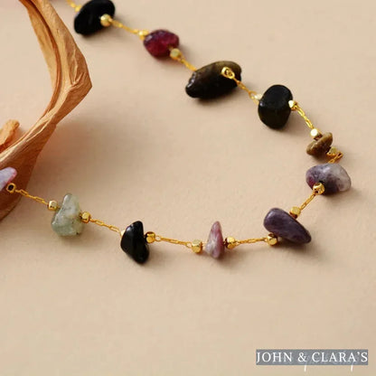 Natural Tourmaline Gemstone With Chain Necklace