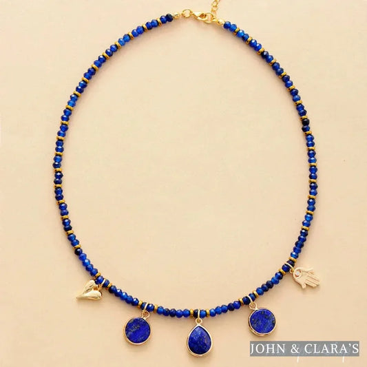 Handmade Blue Lapis Bead Choker Necklace