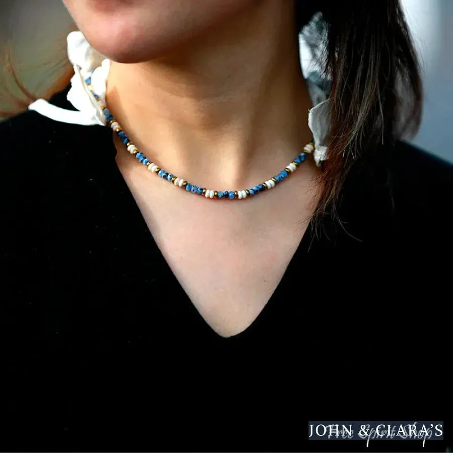 Natural Sodalite & Howlite Gemstone Bead Choker