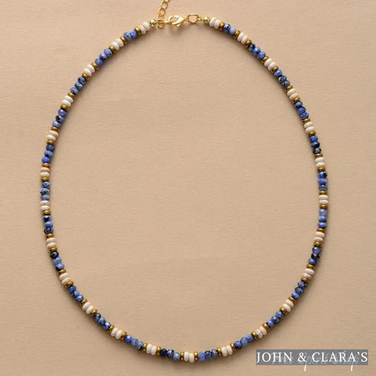 Natural Sodalite & Howlite Gemstone Bead Choker
