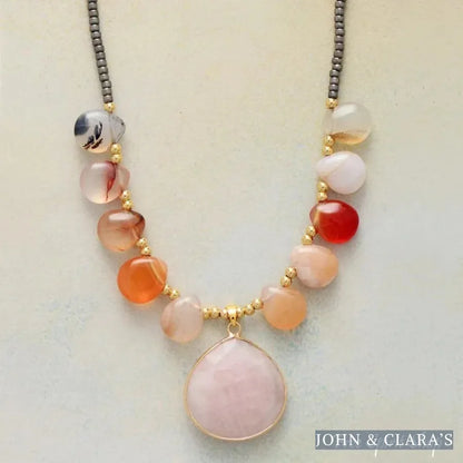 Natural Agate & Rose Quartz Beaded Necklace