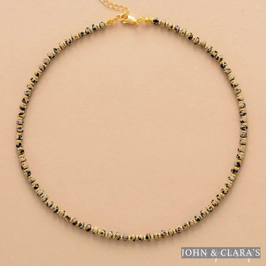 Natural Dalmatian Jasper Beaded Choker Necklace